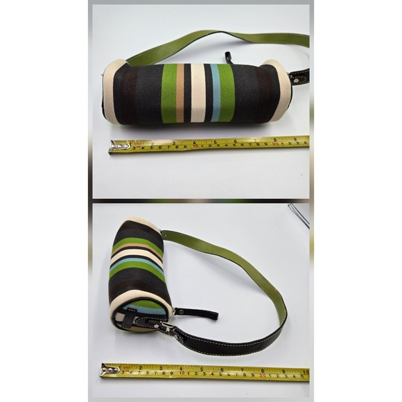 Kate Spade New York Striped Barrel Bag Shoulder Bag Green Brown White Blue - Picture 4 of 8